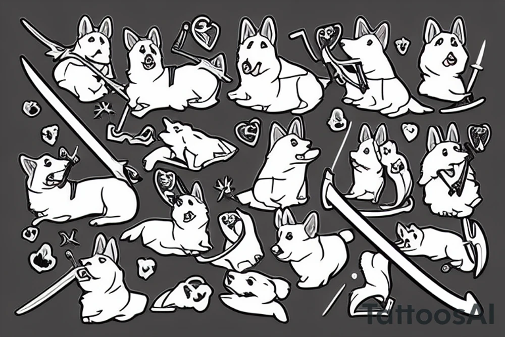 corgi with a sword tattoo idea