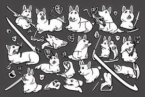 corgi with a sword tattoo idea