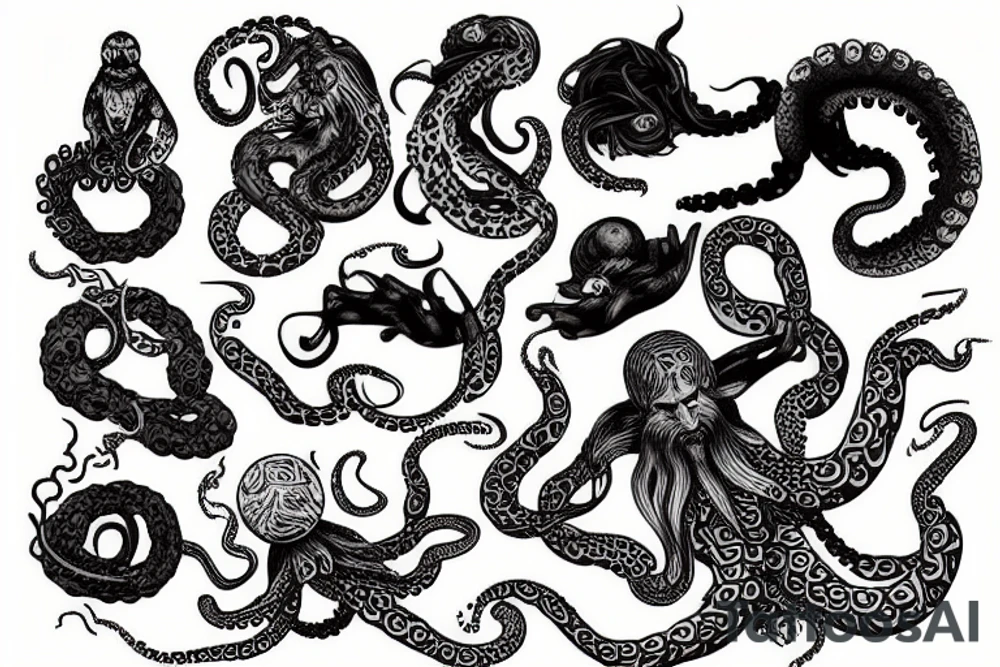Leo Messi with octopus extremities tattoo idea