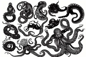 Leo Messi with octopus extremities tattoo idea