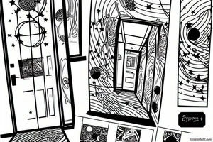 A door way that leads to the stars through a stairway tattoo idea
