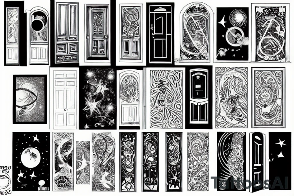 A door way that leads to the stars through a stairway tattoo idea