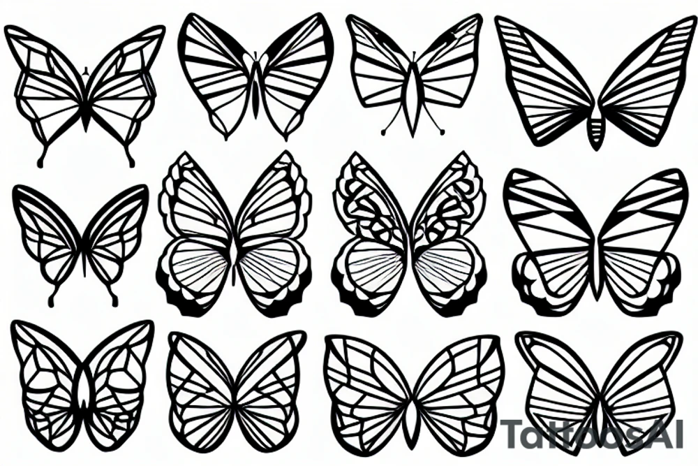 geometric butterfly across a straight line tattoo idea