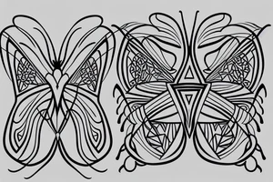 geometric butterfly across a straight line tattoo idea
