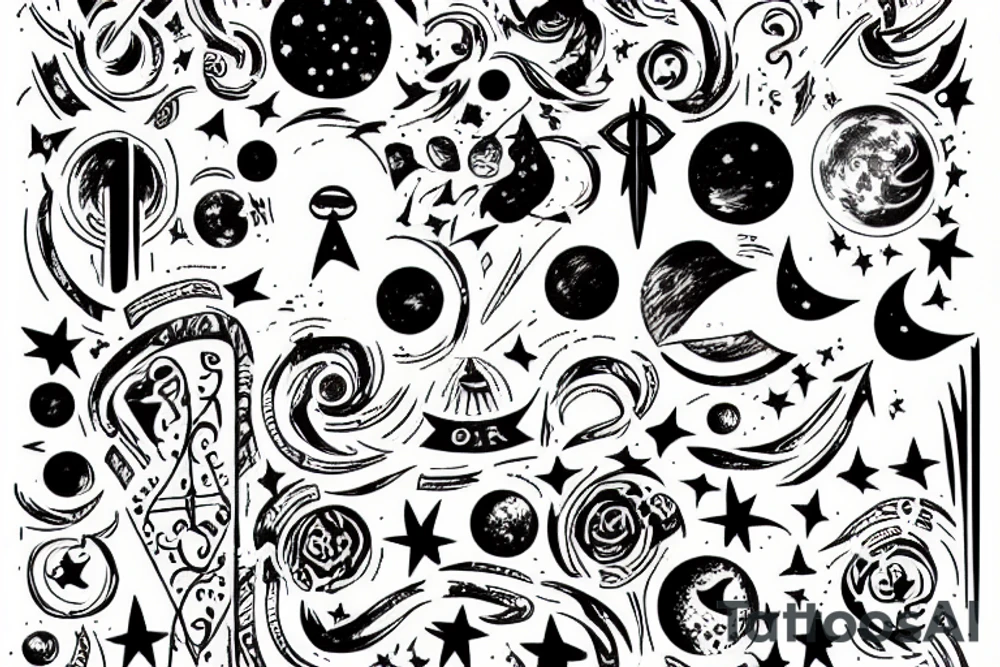 A doorway that leads to the stars through a stairway tattoo idea