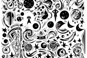 A doorway that leads to the stars through a stairway tattoo idea