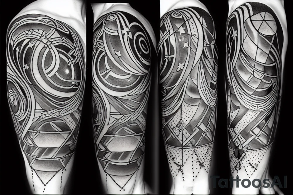 A doorway that leads to the stars through a stairway tattoo idea