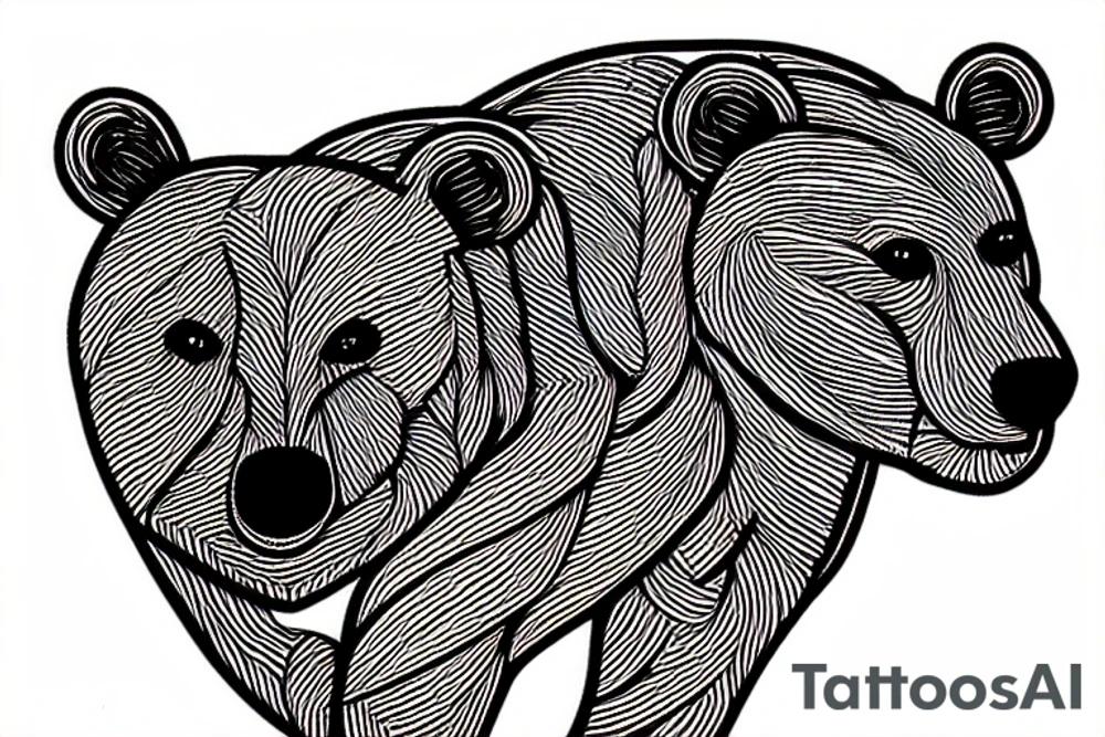 bear made with fine line tattoo idea