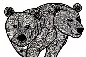 bear made with fine line tattoo idea