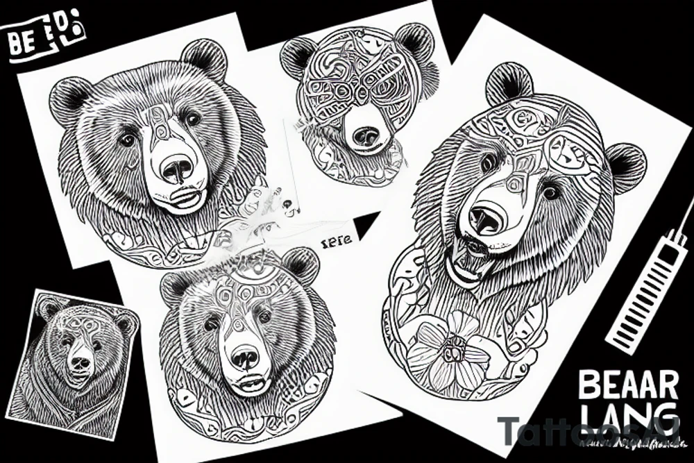 bear made with fine line tattoo idea