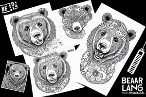 bear made with fine line tattoo idea