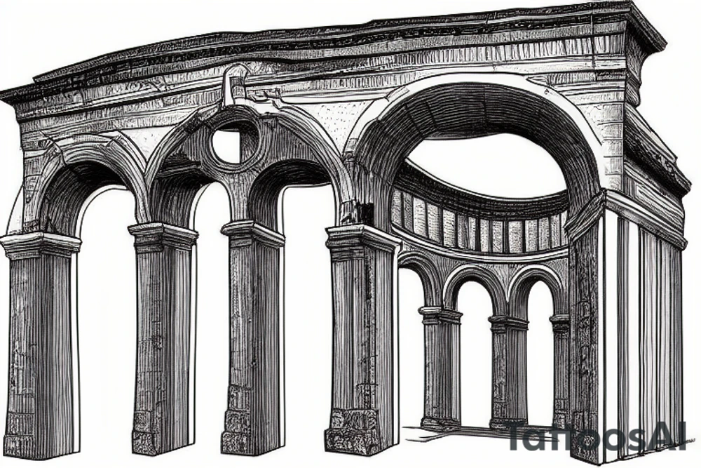 A Roman arch that leads to the stars through a stairway tattoo idea