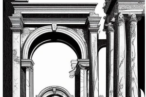A Roman arch that leads to the stars through a stairway tattoo idea