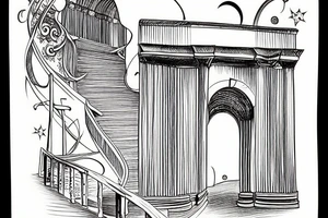 A Roman arch that leads to the stars through a stairway tattoo idea