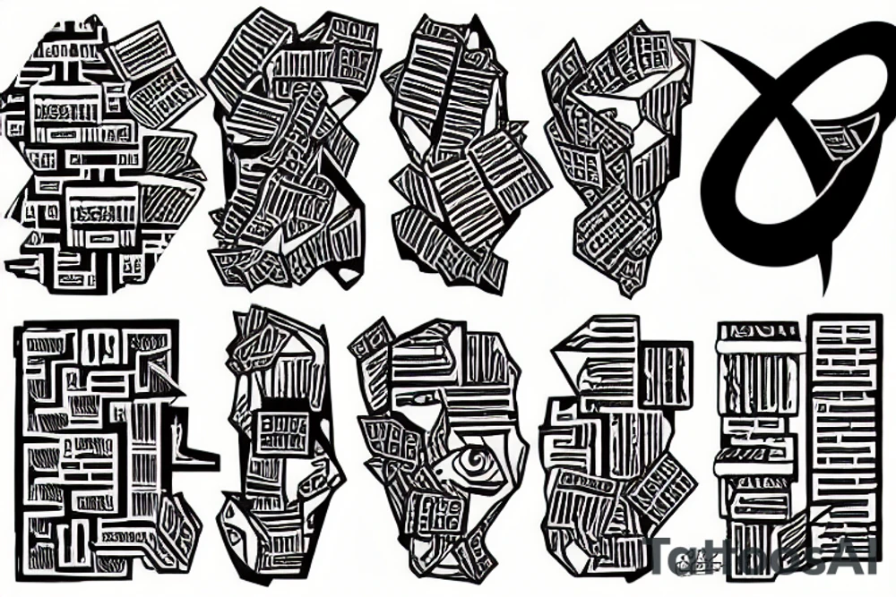 Impossible shape made of bricks tattoo idea