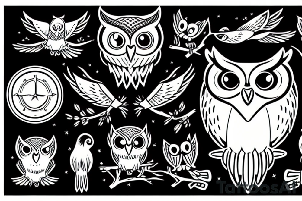owl that cathed a fox and flies in the sky tattoo idea