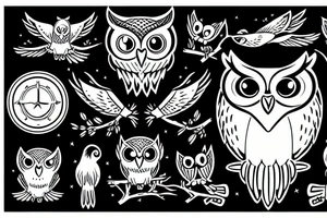 owl that cathed a fox and flies in the sky tattoo idea