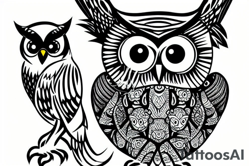 owl with the mouse in the bick tattoo idea