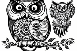 owl with the mouse in the bick tattoo idea