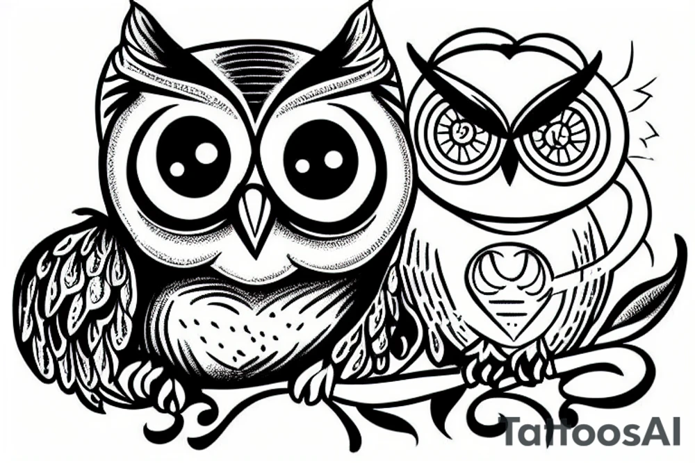 owl with the mouse in the bick tattoo idea