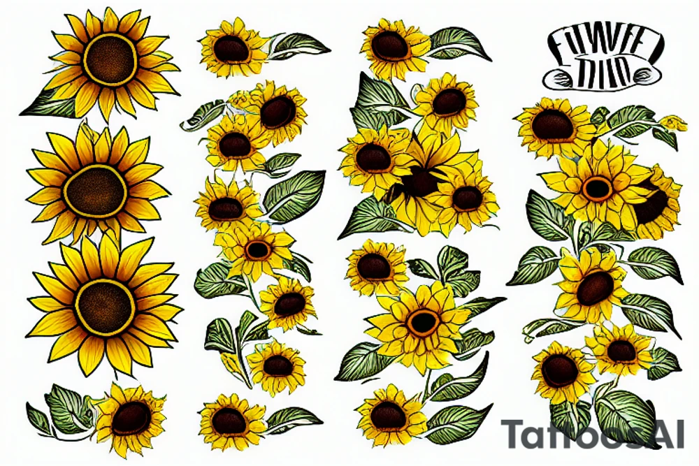 Sunflowers yellow bracelet tattoo idea