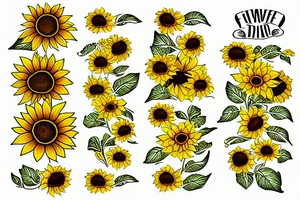 Sunflowers yellow bracelet tattoo idea