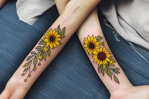Sunflowers yellow bracelet tattoo idea