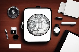 A terrestrial globe with a suitcase in front of it tattoo idea