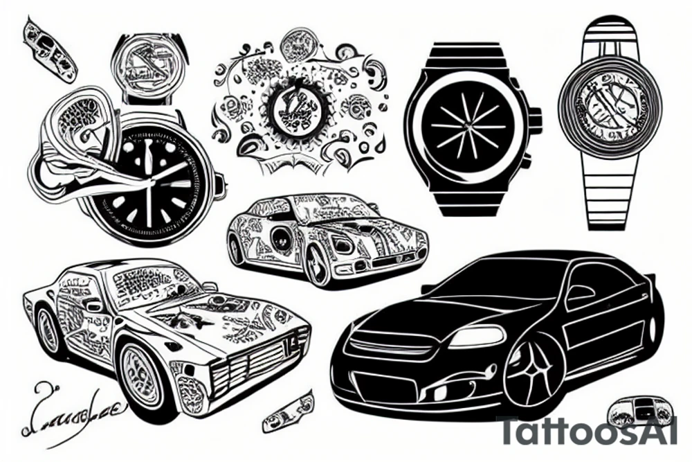 A car with a watch tattoo idea
