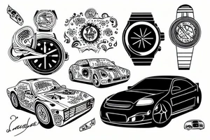 A car with a watch tattoo idea