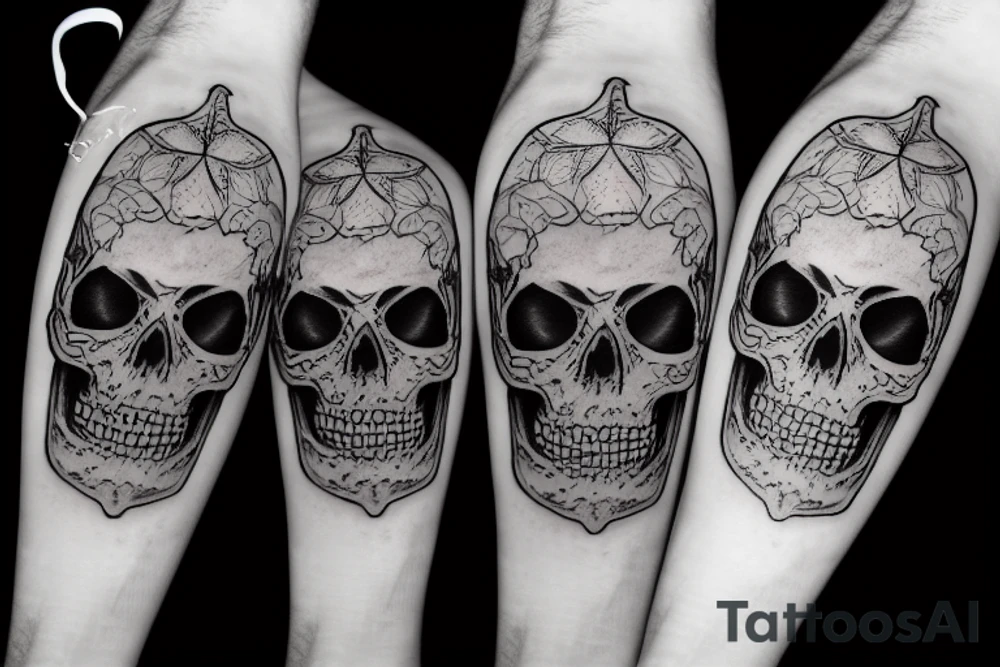 Black skull memento mori tattoo idea