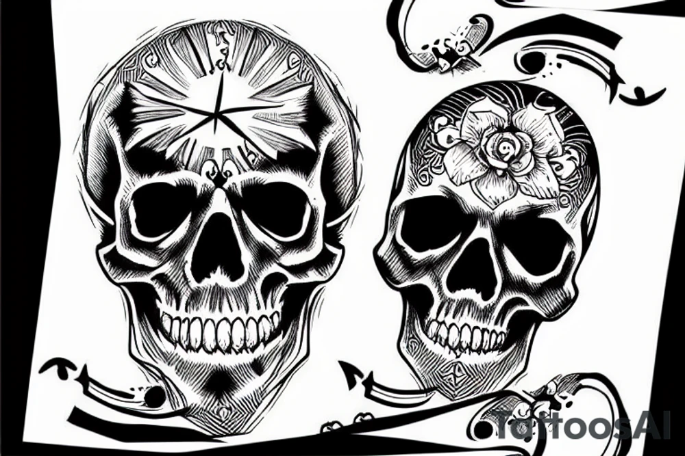 Black skull memento mori tattoo idea