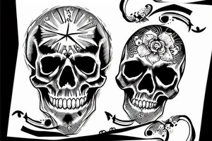 Black skull memento mori tattoo idea