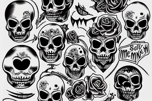 Black skull with the sentence "memento mori" tattoo idea