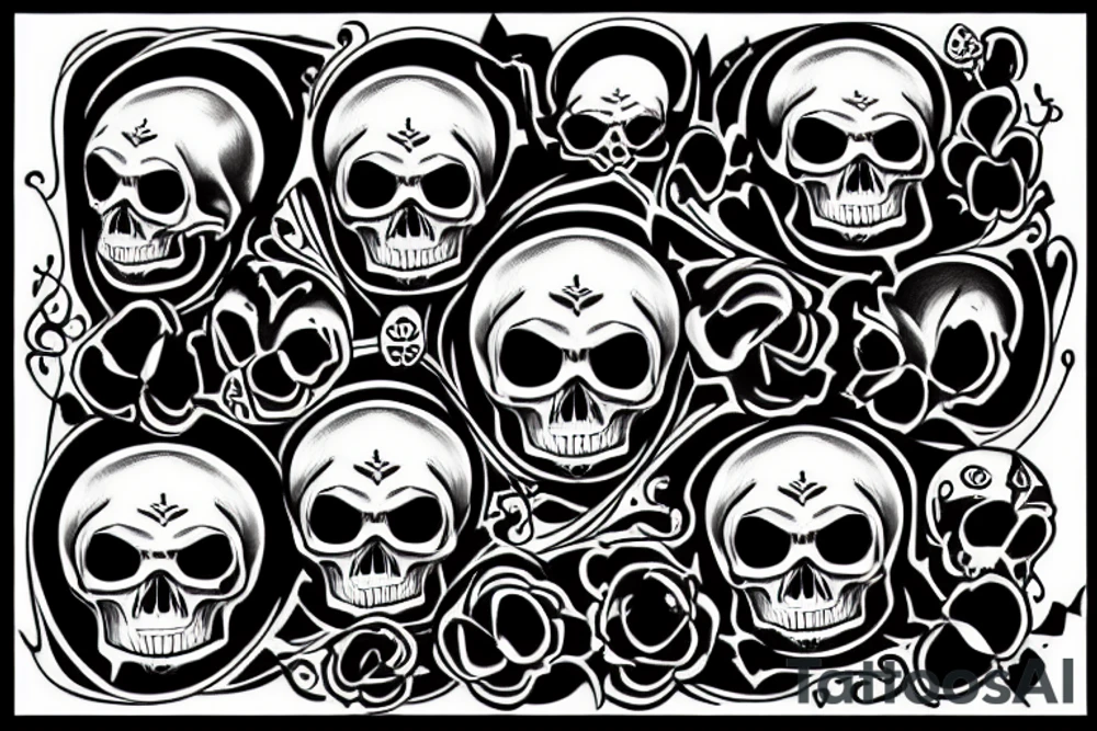 Black skull with the sentence "memento mori" tattoo idea