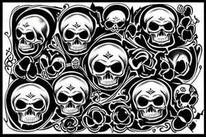 Black skull with the sentence "memento mori" tattoo idea