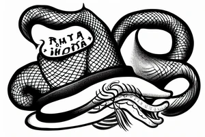 Snake with santa clause hat eating a human tattoo idea