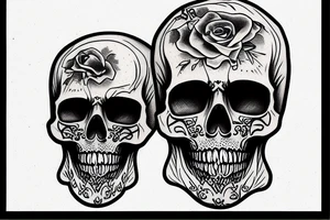 Sad skull with the sentence "memento mori" tattoo idea