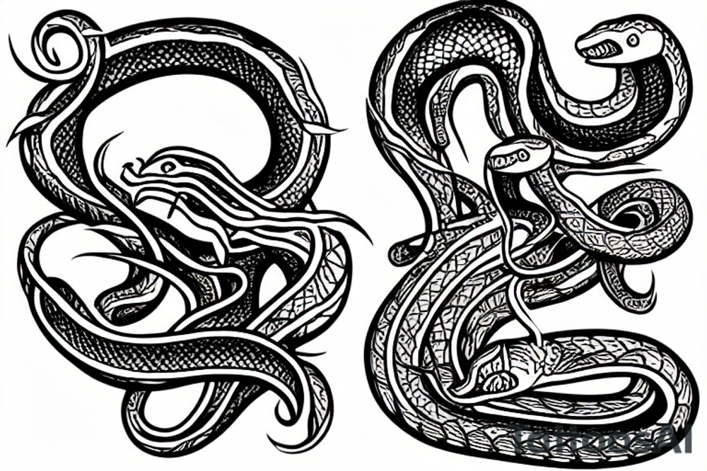 Snake eating a human tattoo idea