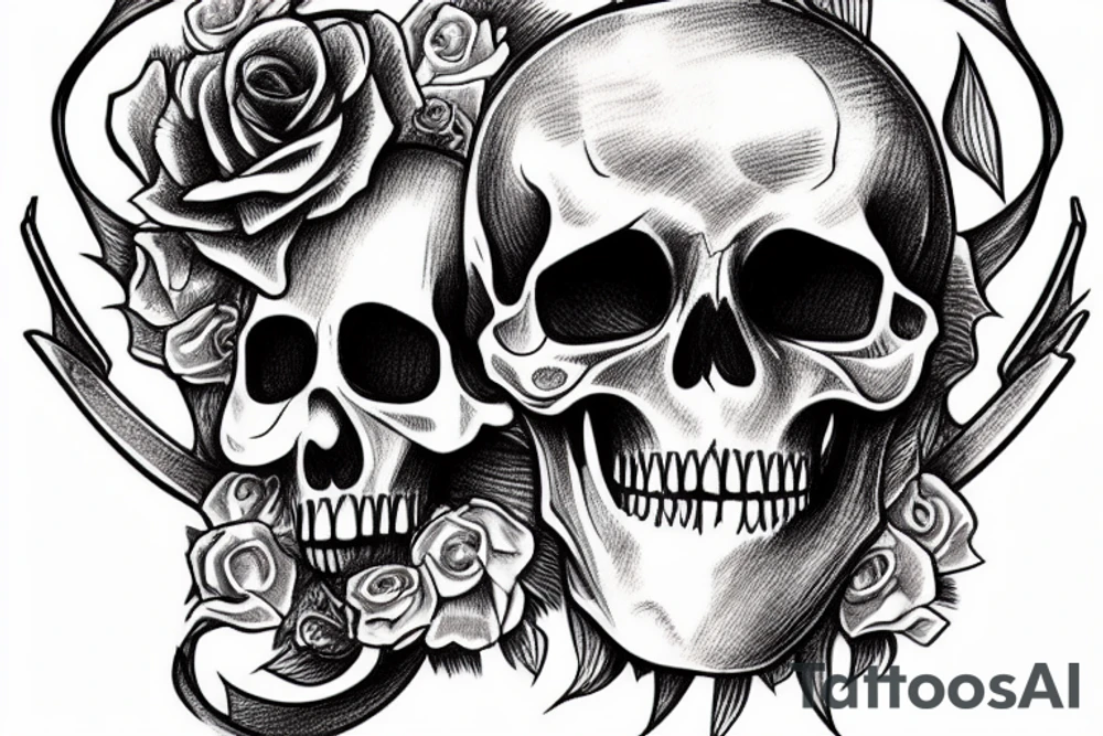 Dead skull with the sentence "memento mori" tattoo idea