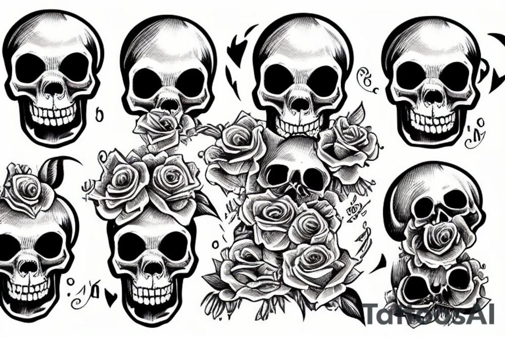 Dead skull with the sentence "memento mori" tattoo idea