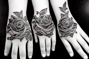 Rose hold by a medieval glove tattoo idea