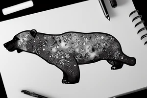polar bear in the mountains in starry night tattoo idea