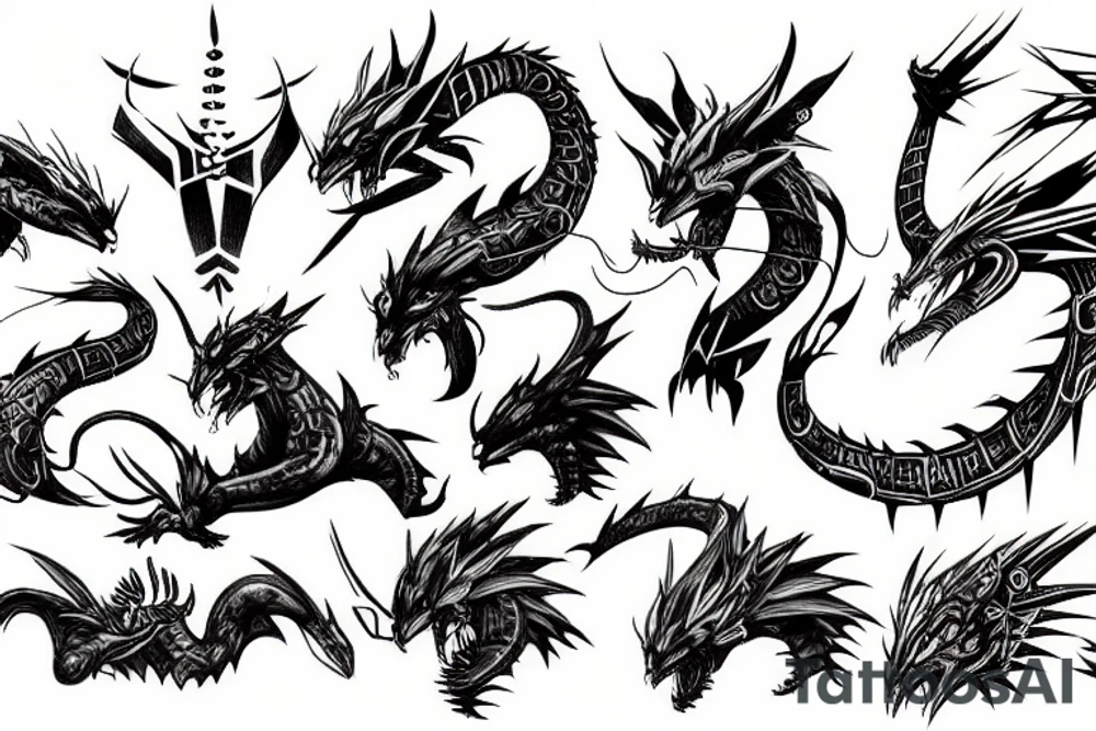 cyber punk dragon tattoo idea
