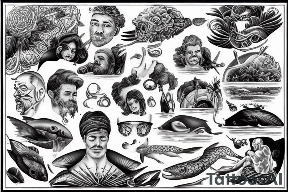 man overlooking ocean tattoo idea