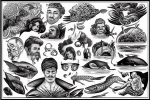 man overlooking ocean tattoo idea