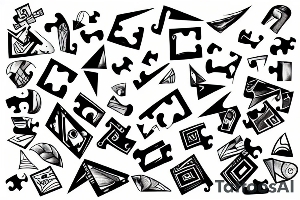 2 puzzle elements falling apart tattoo idea
