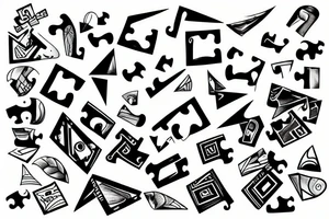 2 puzzle elements falling apart tattoo idea