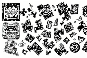 2 puzzle elements falling apart tattoo idea