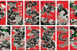 Japanese yonkai in fire in old japanese style with red and green colors tattoo idea